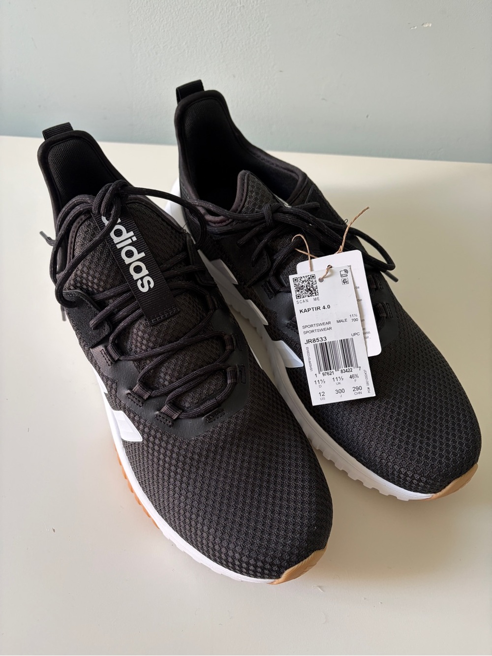 adidas Kaptir 4.0 Men’s Black Athletic Sneakers with White & Tan Accents